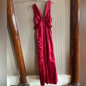 Size large gorgeous vintage red dress criss cross bow top long floor length